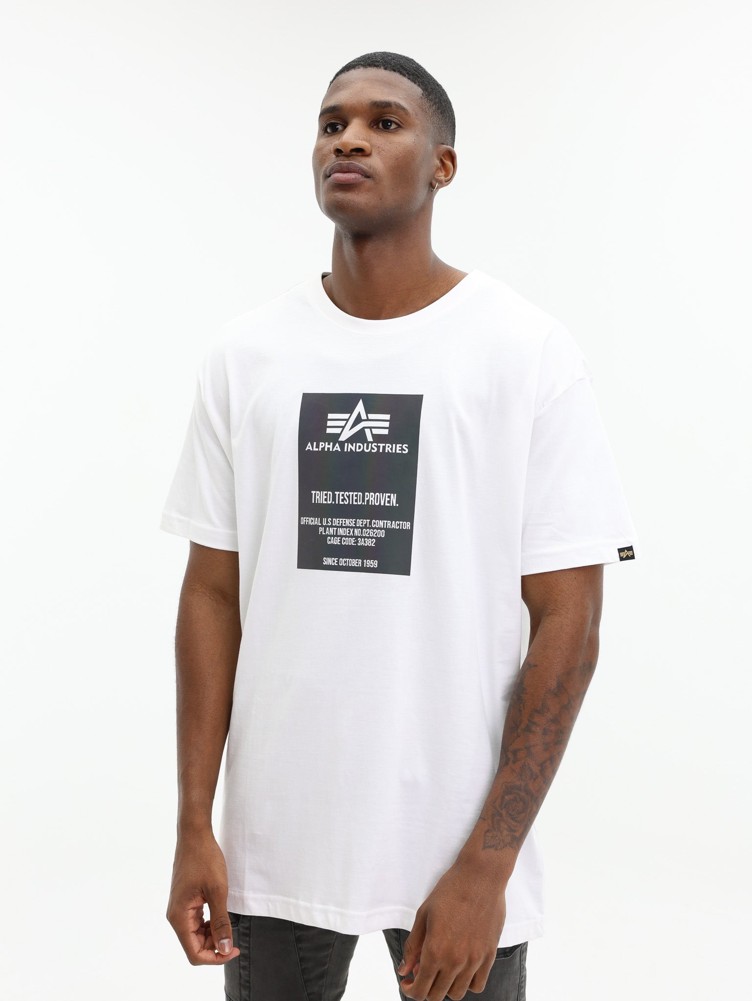 Alpha T-Shirt Block Rainbow White